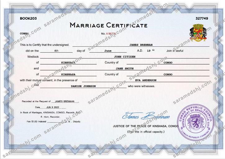 Congo marriage  certificate